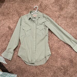 Ely Cattleman Green Checkered Button Down Shirt